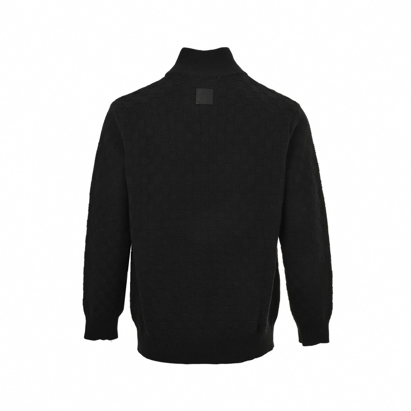 Damier Check Half-Zip Stand-Collar Knit Sweater