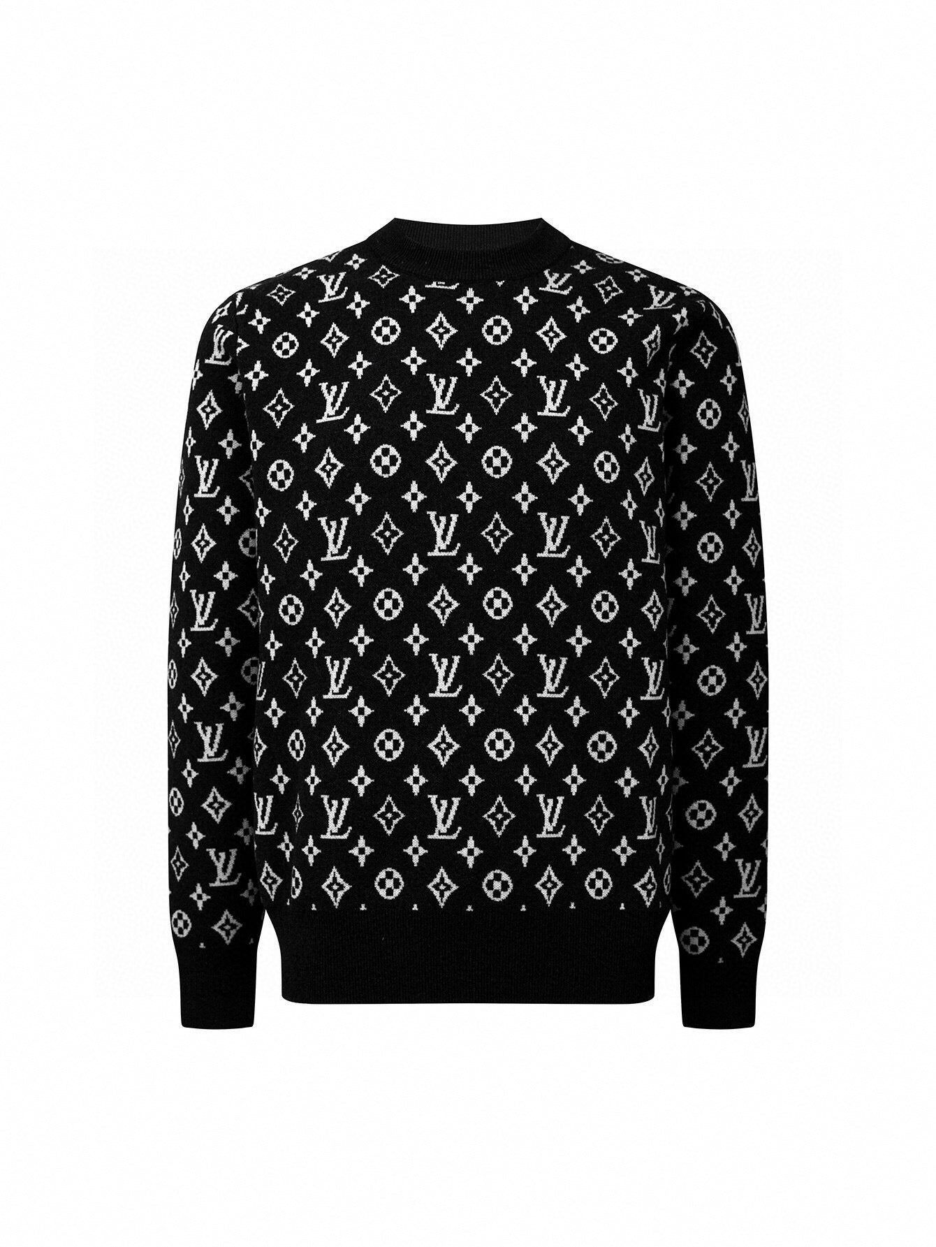 Monochrome Monogram Wool Jumper- Black