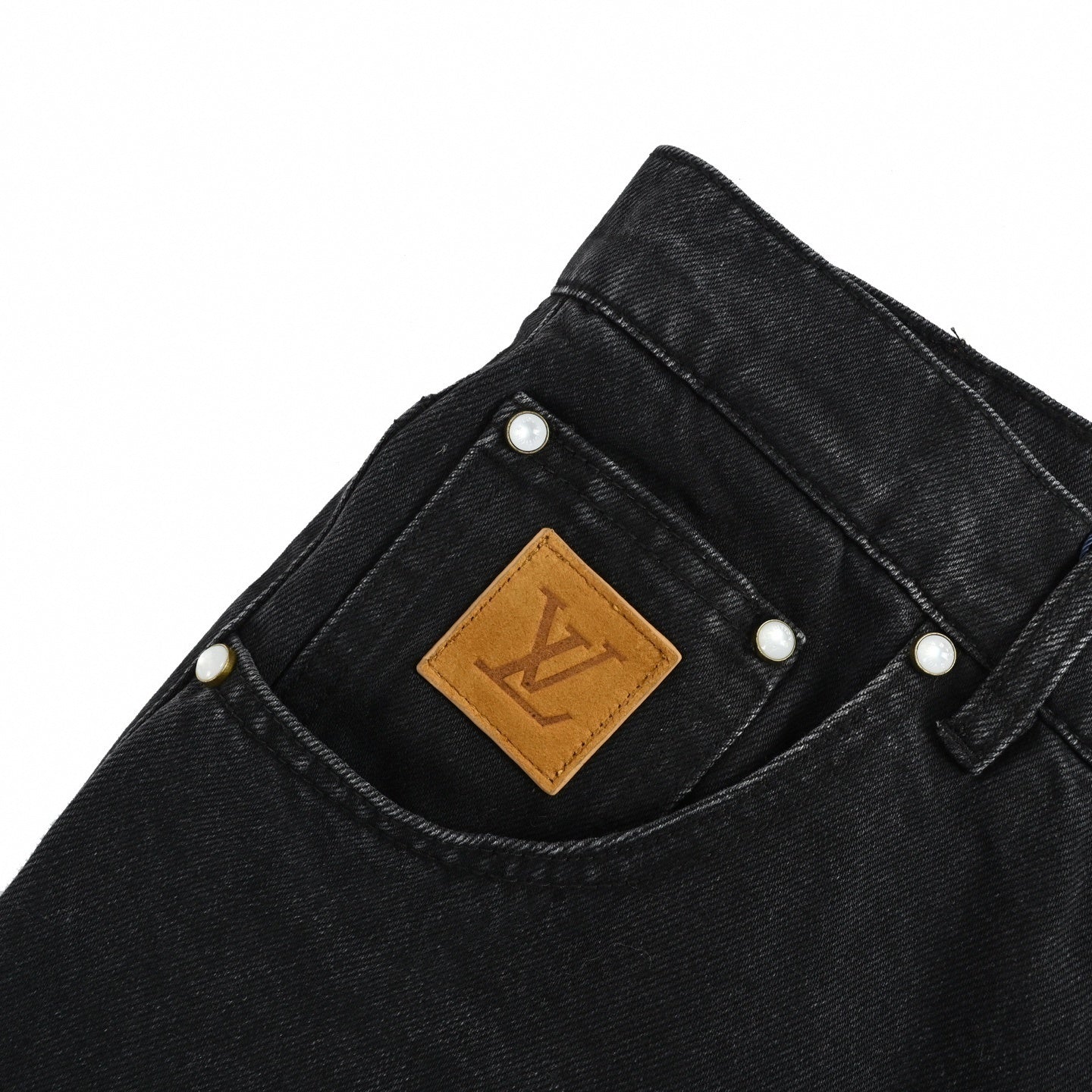 Monogram Patch Black Denim Jeans