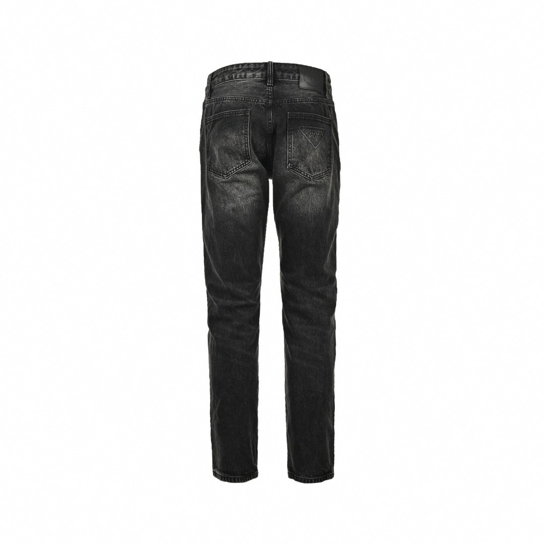 Men's Faded Black Slim-Fit Denim Jeans