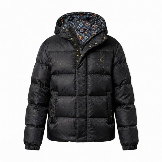 Glossy Monogram Puffer Jacket - Black