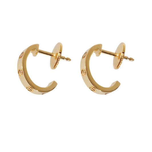 Yellow Gold Small Love Hoop Earrings