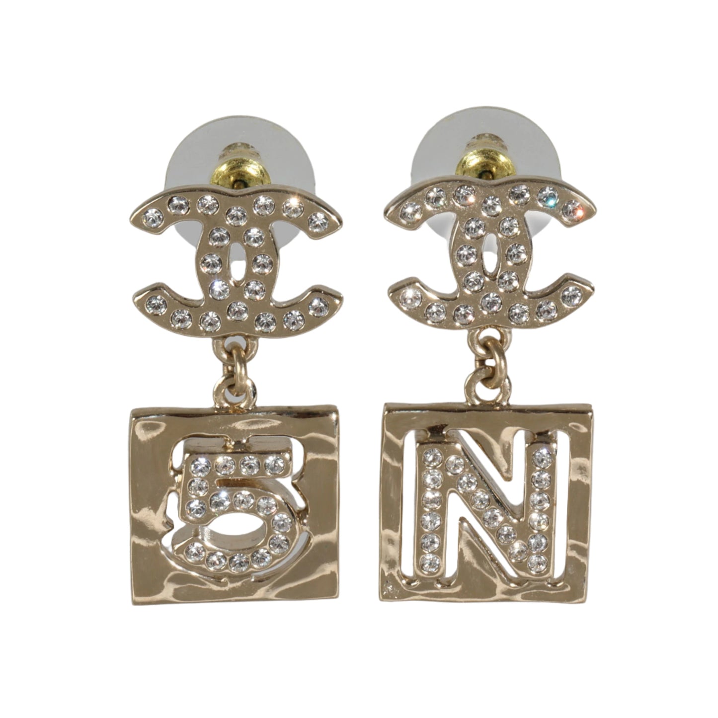 No.5 Gold Drop Earrings