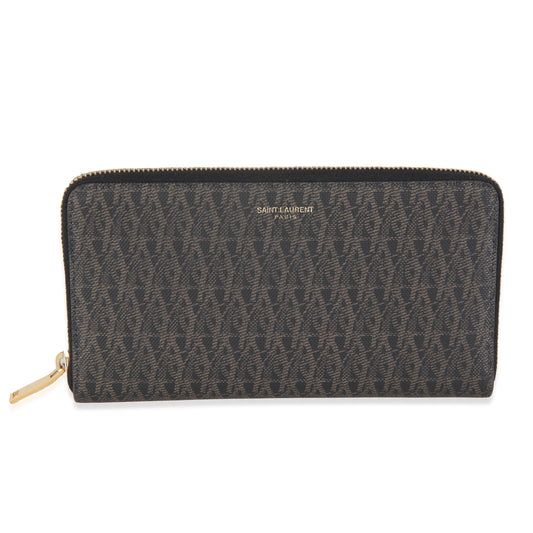 Black/Brown Monogram Classic Zip Around Wallet