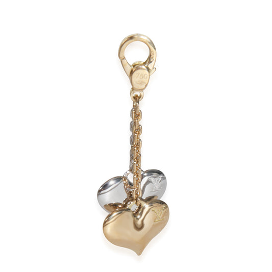 White Gold & Yellow Gold Double Heart Charm