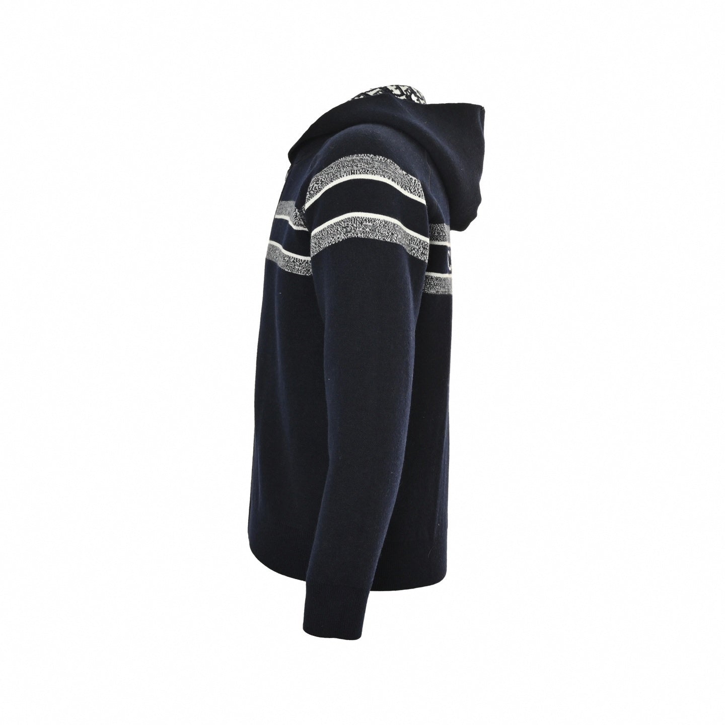 Oblique Zip-Up Knit Hoodie