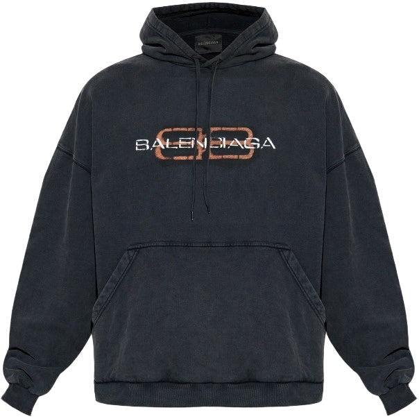 Black Vintage Logo Oversized Hoodie