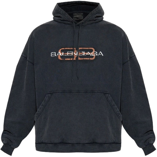 Black Vintage Logo Oversized Hoodie