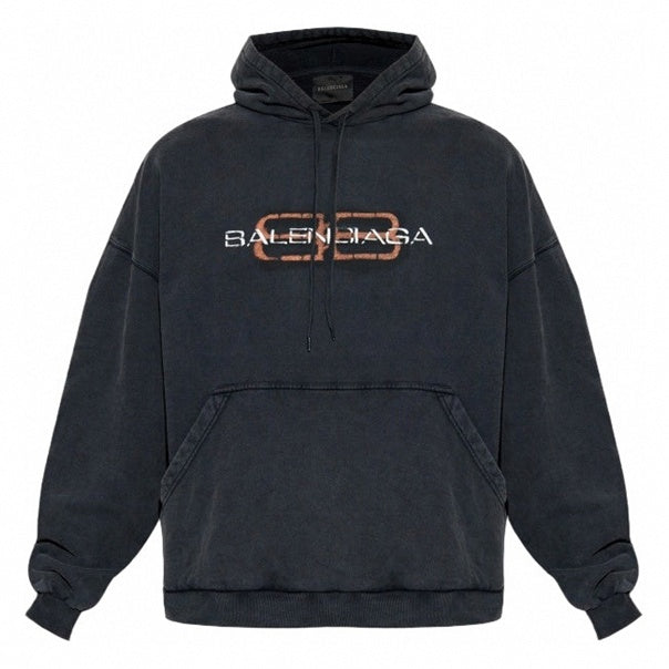 Black Vintage Logo Oversized Hoodie