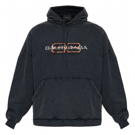 Black Vintage Logo Oversized Hoodie