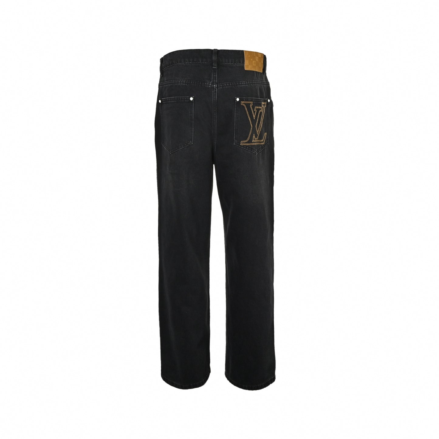 Monogram Patch Black Denim Jeans