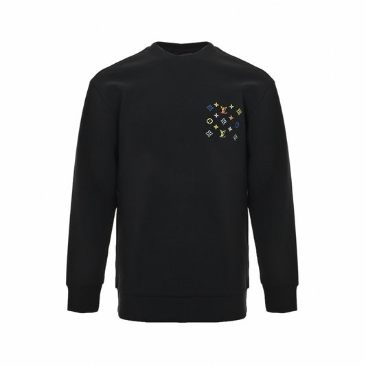 Multicolor Embroidered Monogram Crewneck
