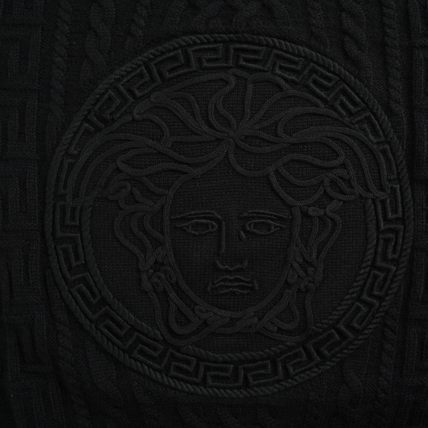 Versace Medusa Cable-Knit Crew-Neck Sweater