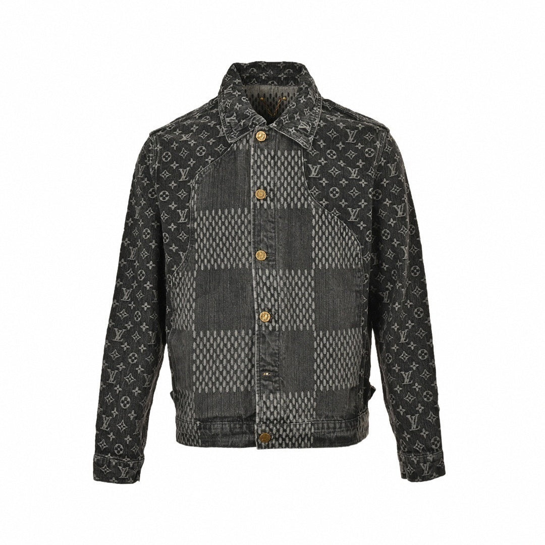 Monogram & Damier Mixed Denim Jacket – Charcoal Edition