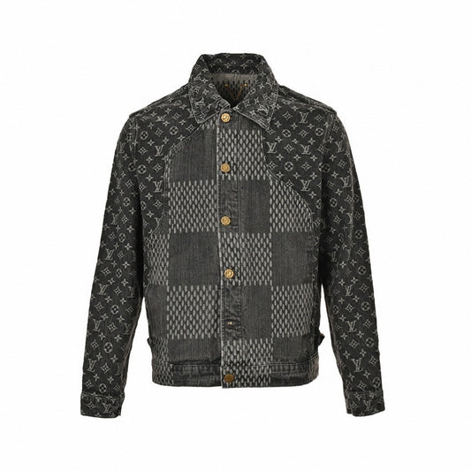 Monogram & Damier Mixed Denim Jacket – Charcoal Edition