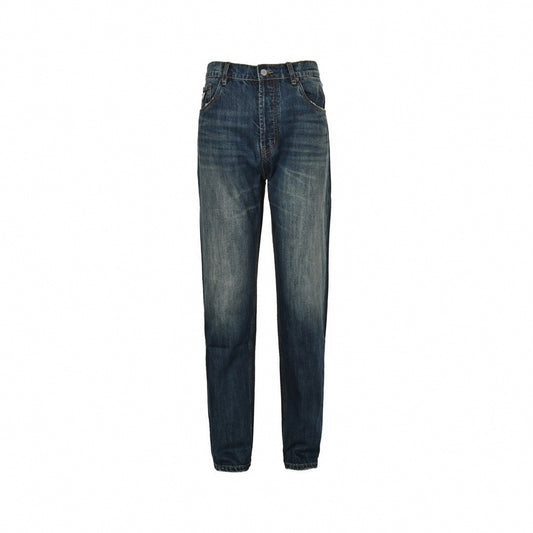 Vintage Blue Washed Straight-Leg Denim Jeans