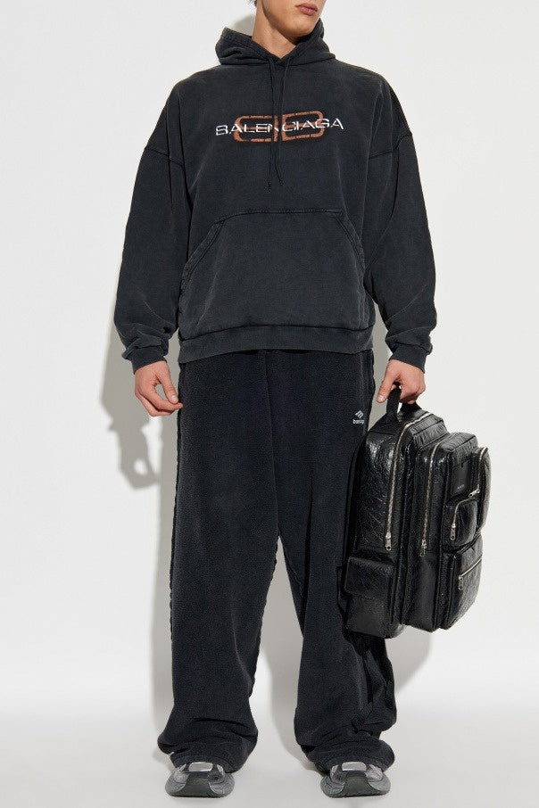 Black Vintage Logo Oversized Hoodie