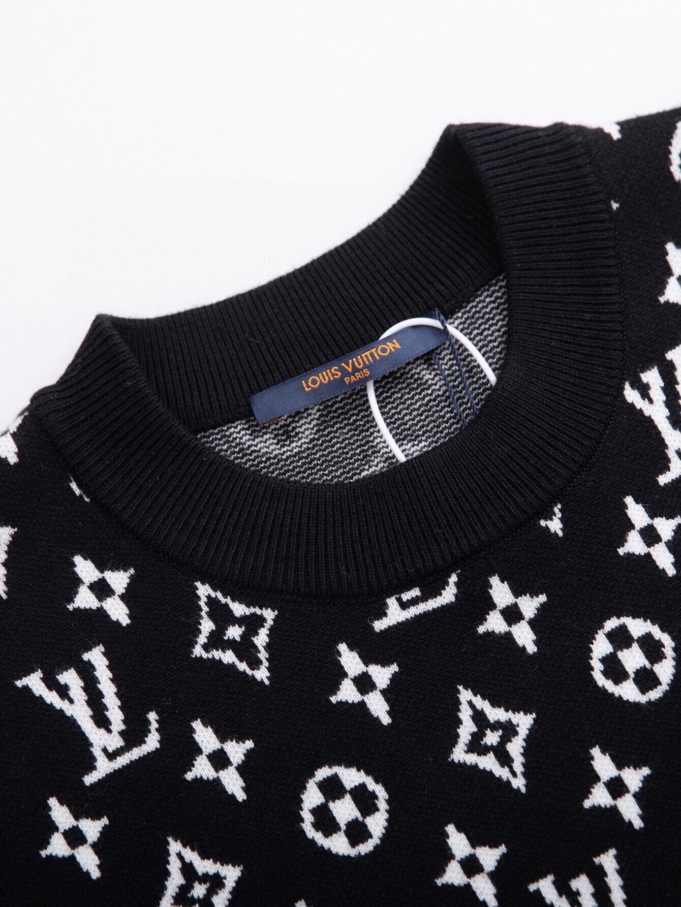Monochrome Monogram Wool Jumper- Black