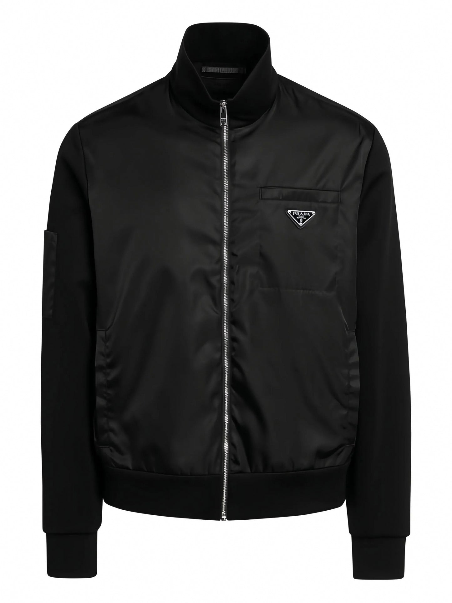 Re-Nylon Zip-Up Jacket with Stand Collar