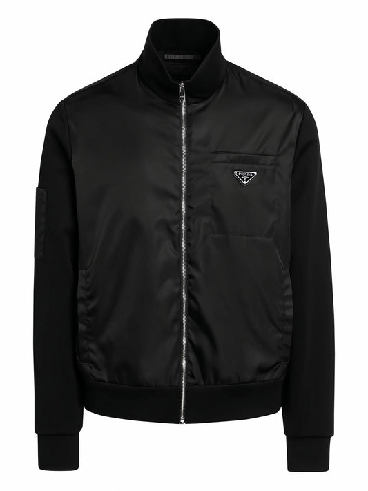 Re-Nylon Zip-Up Jacket with Stand Collar