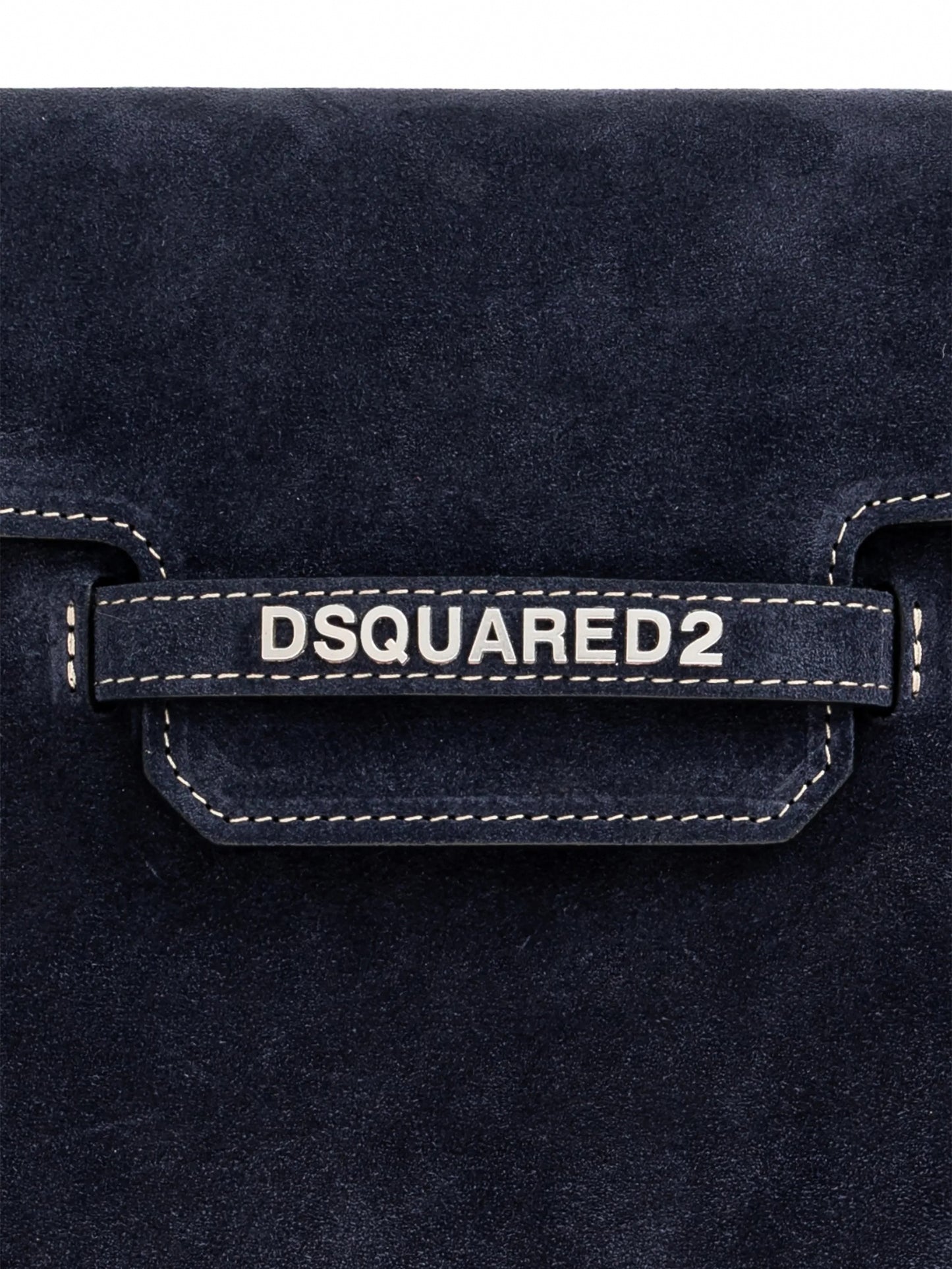 Twin Suede Clutch Bag in Navy