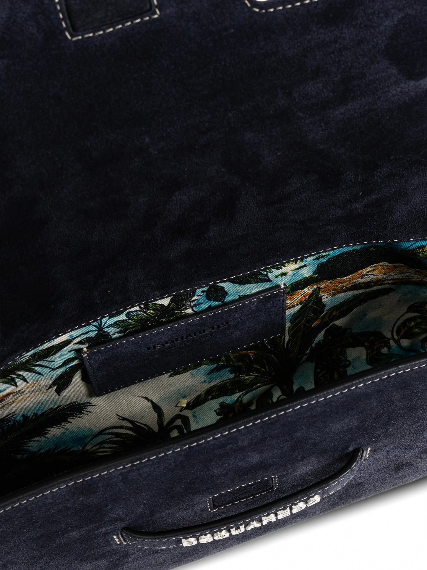 Twin Suede Clutch Bag in Navy