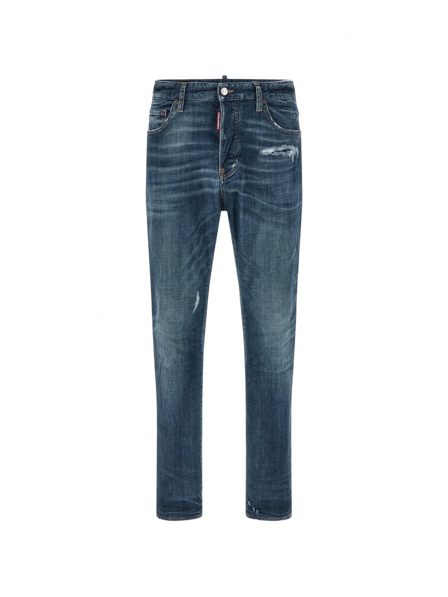 Stonewashed-Effect Straight-Leg Jeans