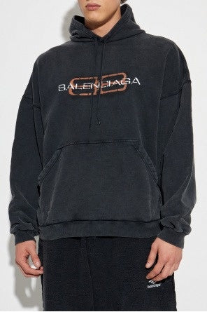 Black Vintage Logo Oversized Hoodie