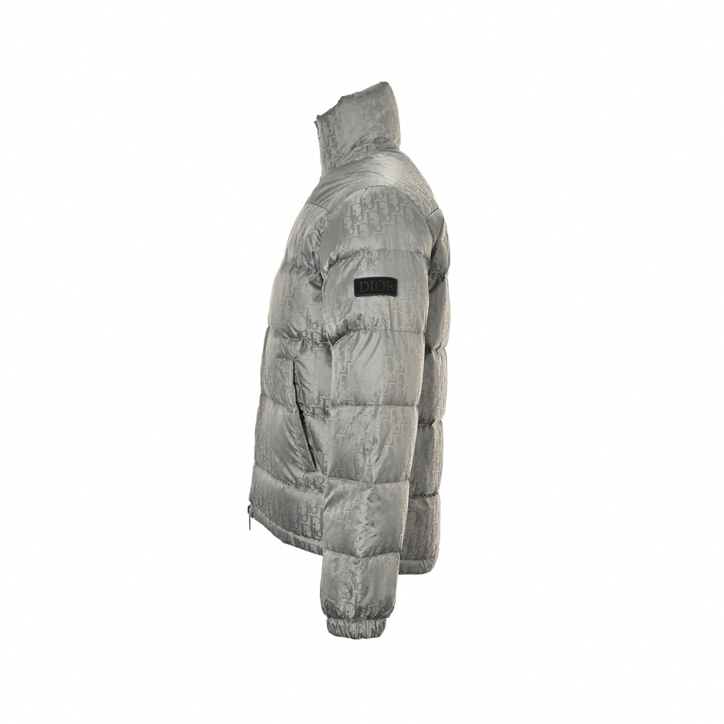 Oblique Down Puffer Jacket – Grey Technical Jacquard Edition
