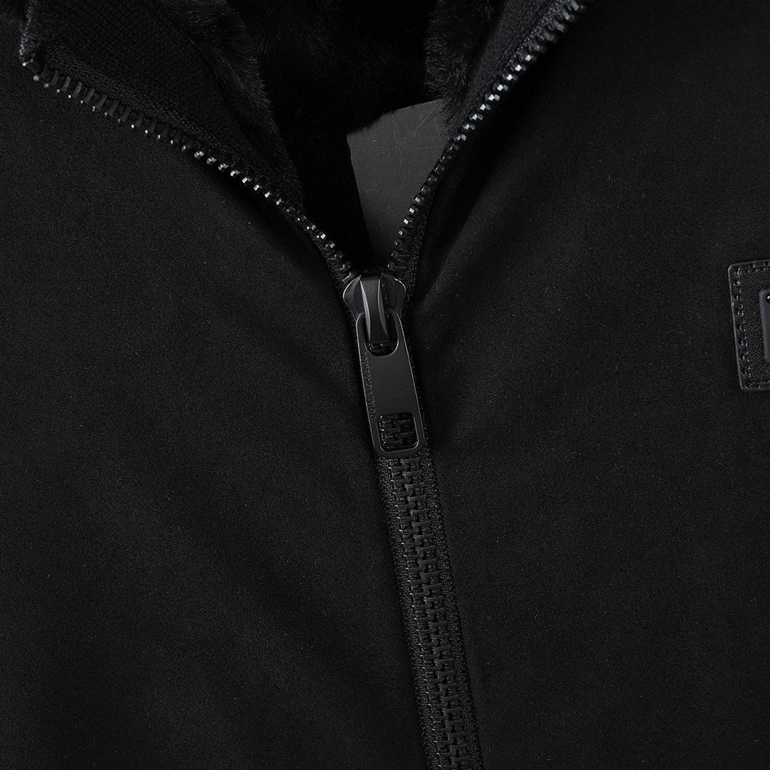 Faux-Fur Lined Hooded Zip Jacket