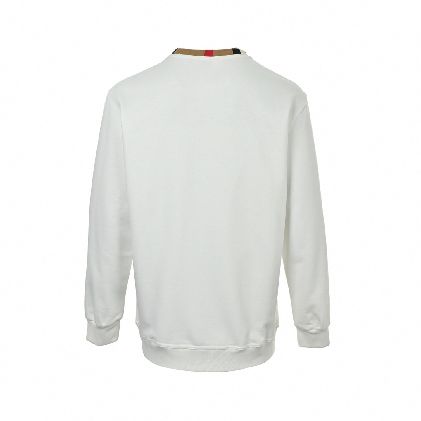 Boutique White Crewneck Sweatshirt with Icon Stripe Trim