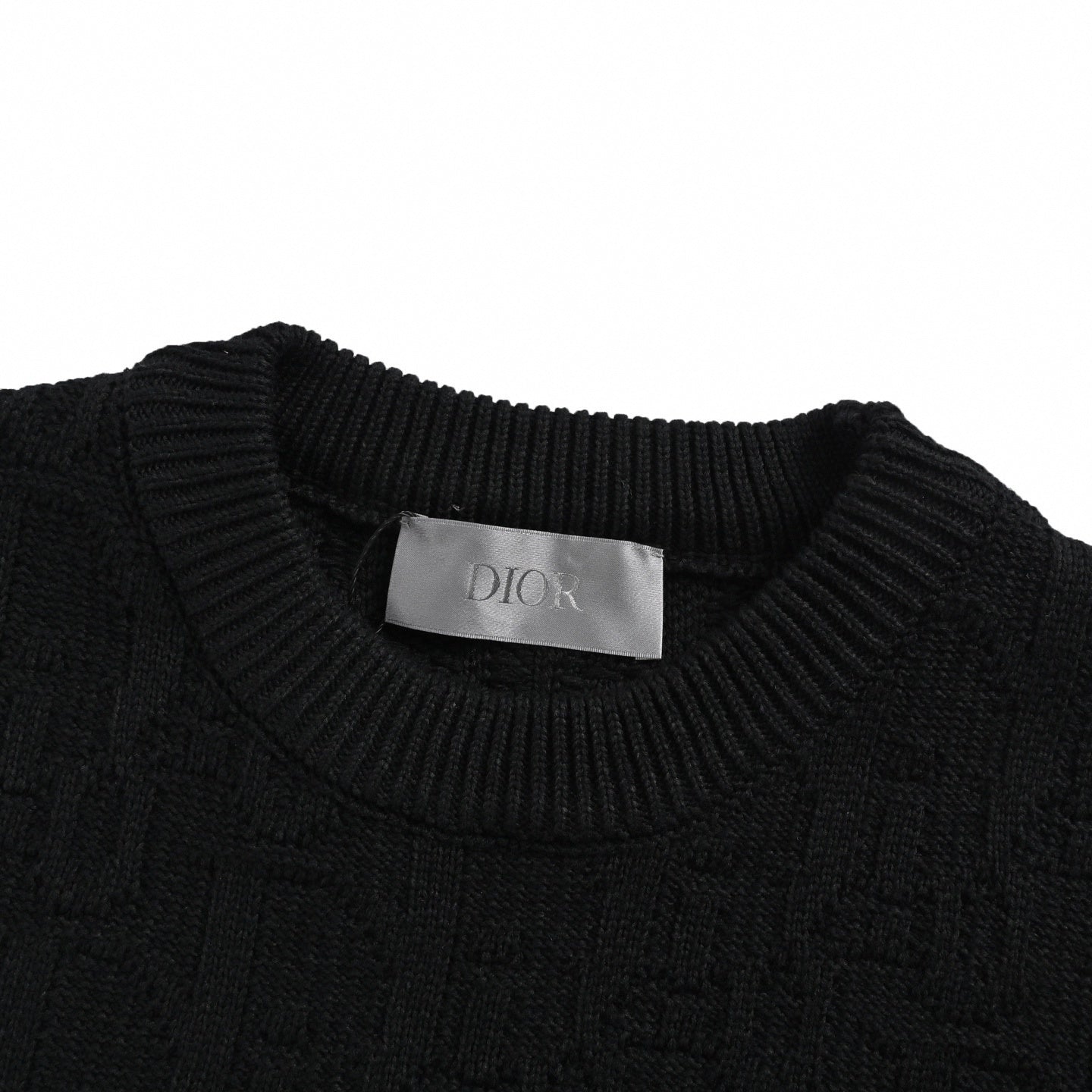Black Textured Oblique Knit Sweater