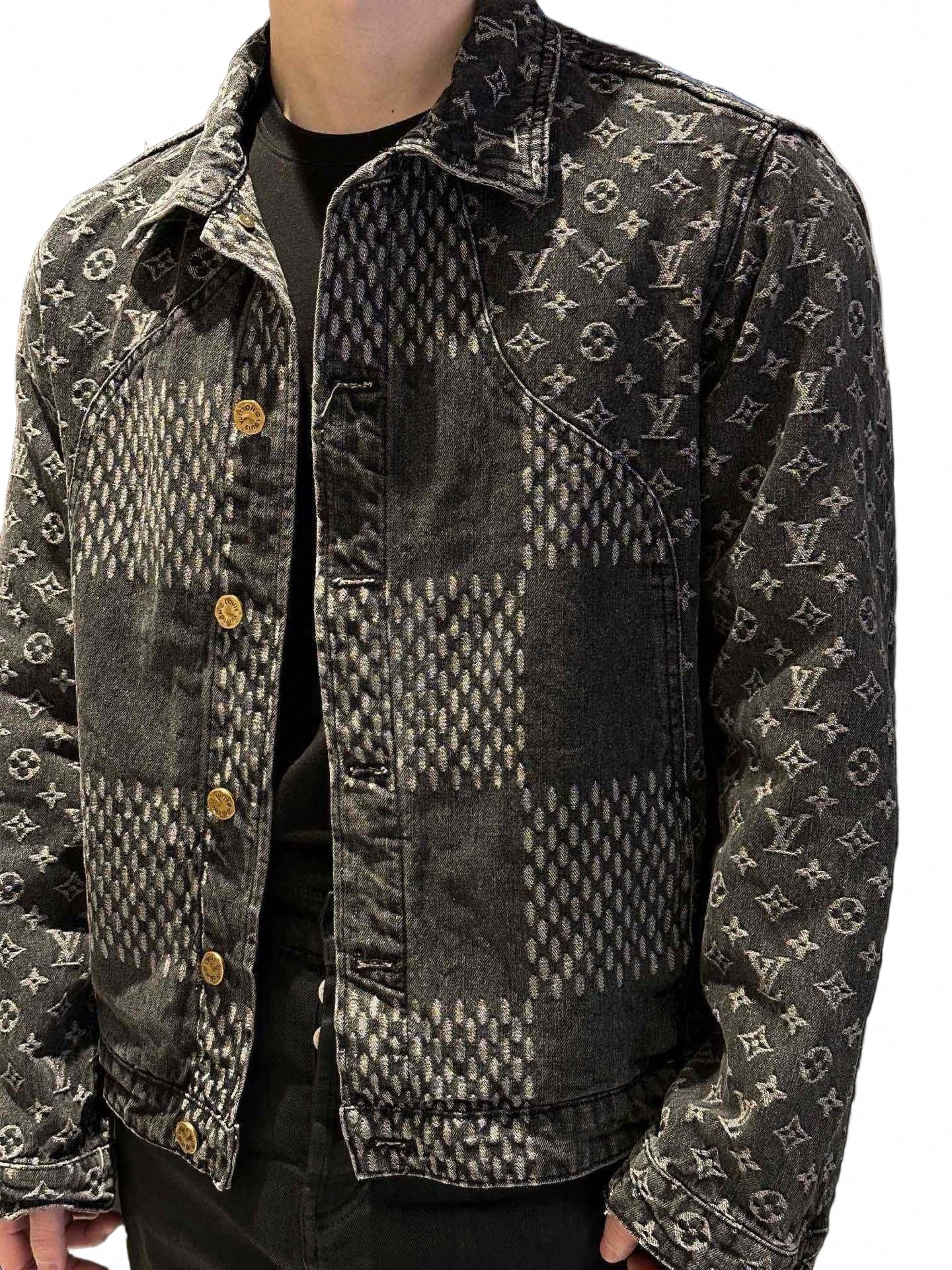 Monogram & Damier Mixed Denim Jacket – Charcoal Edition