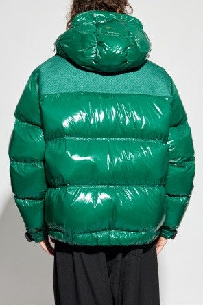 Green Monogrammed Quilted Down Jacket