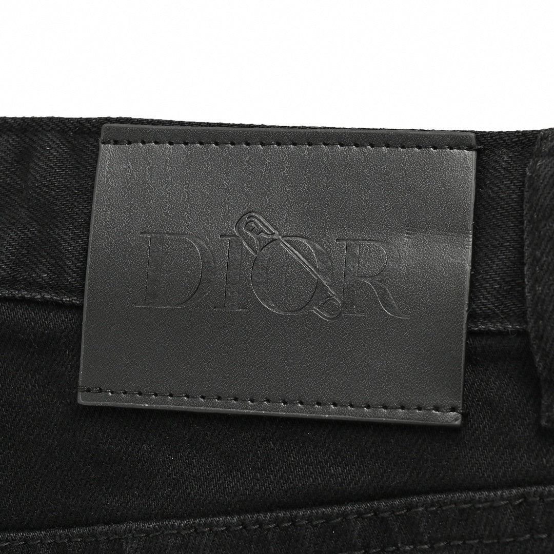 Black Slim-Fit Jeans with Embroidered Logo Detail