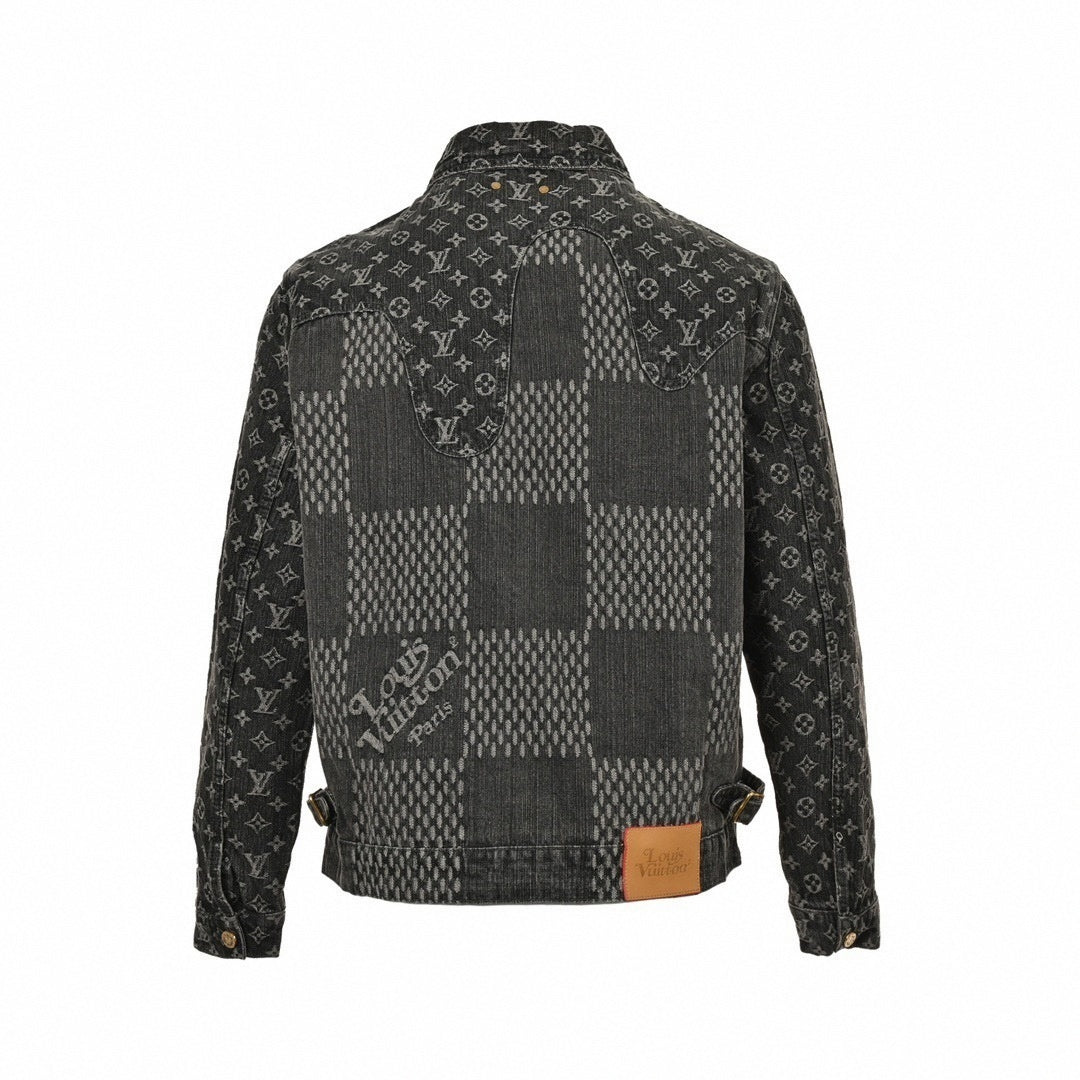 Monogram & Damier Mixed Denim Jacket – Charcoal Edition