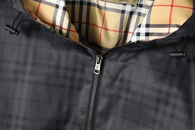 Charcoal Check Hooded Jacket