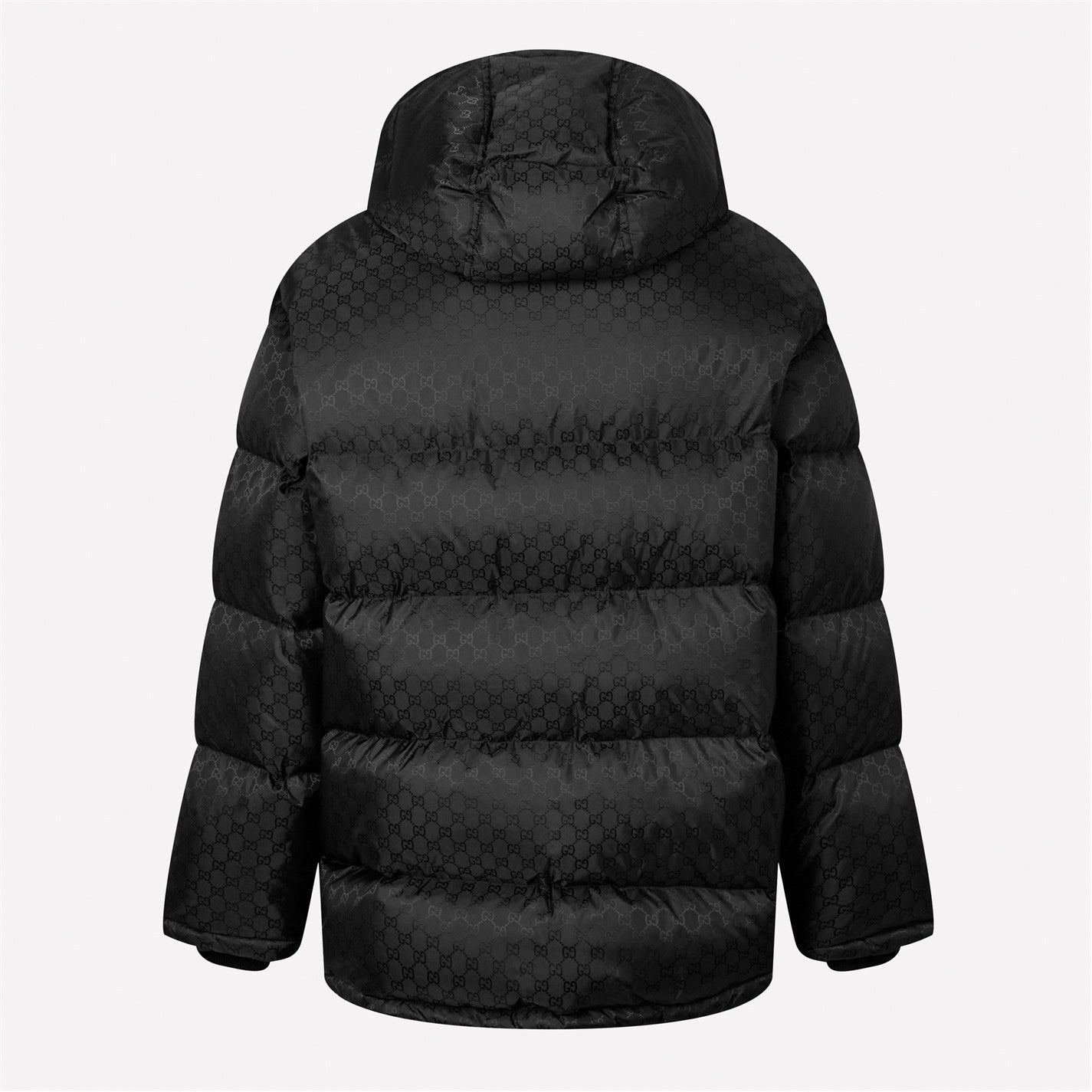 GG Nylon Jacquard Web Down Jacket in Black