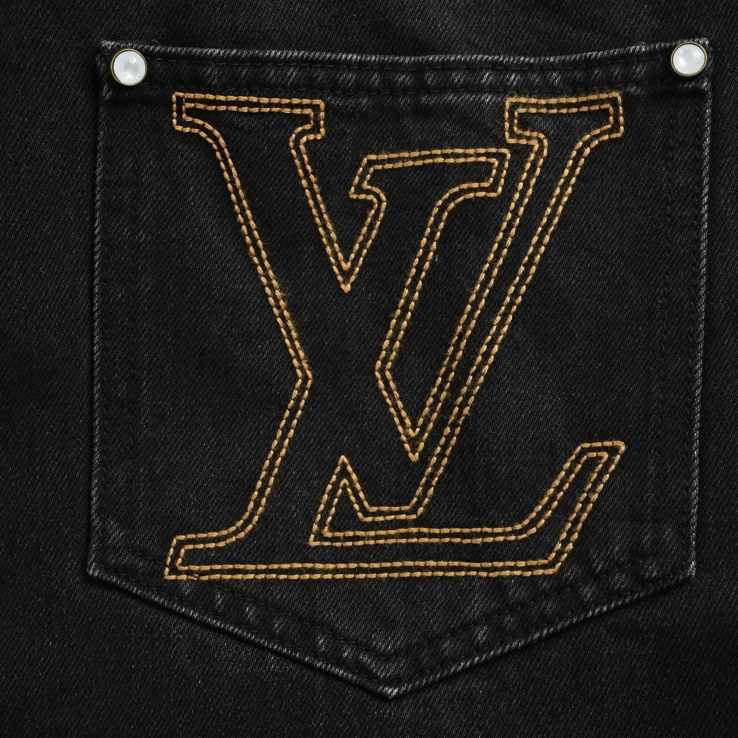 Monogram Patch Black Denim Jeans
