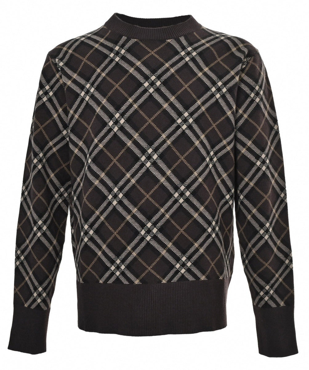 Brown Checked Wool Jumper