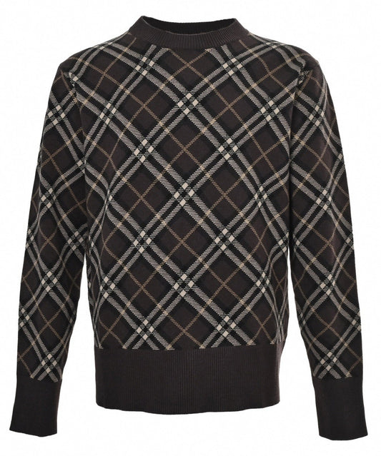 Brown Checked Wool Jumper