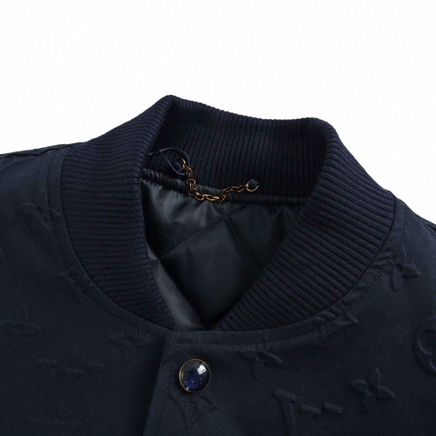 Navy Monogram Embossed Varsity Jacket