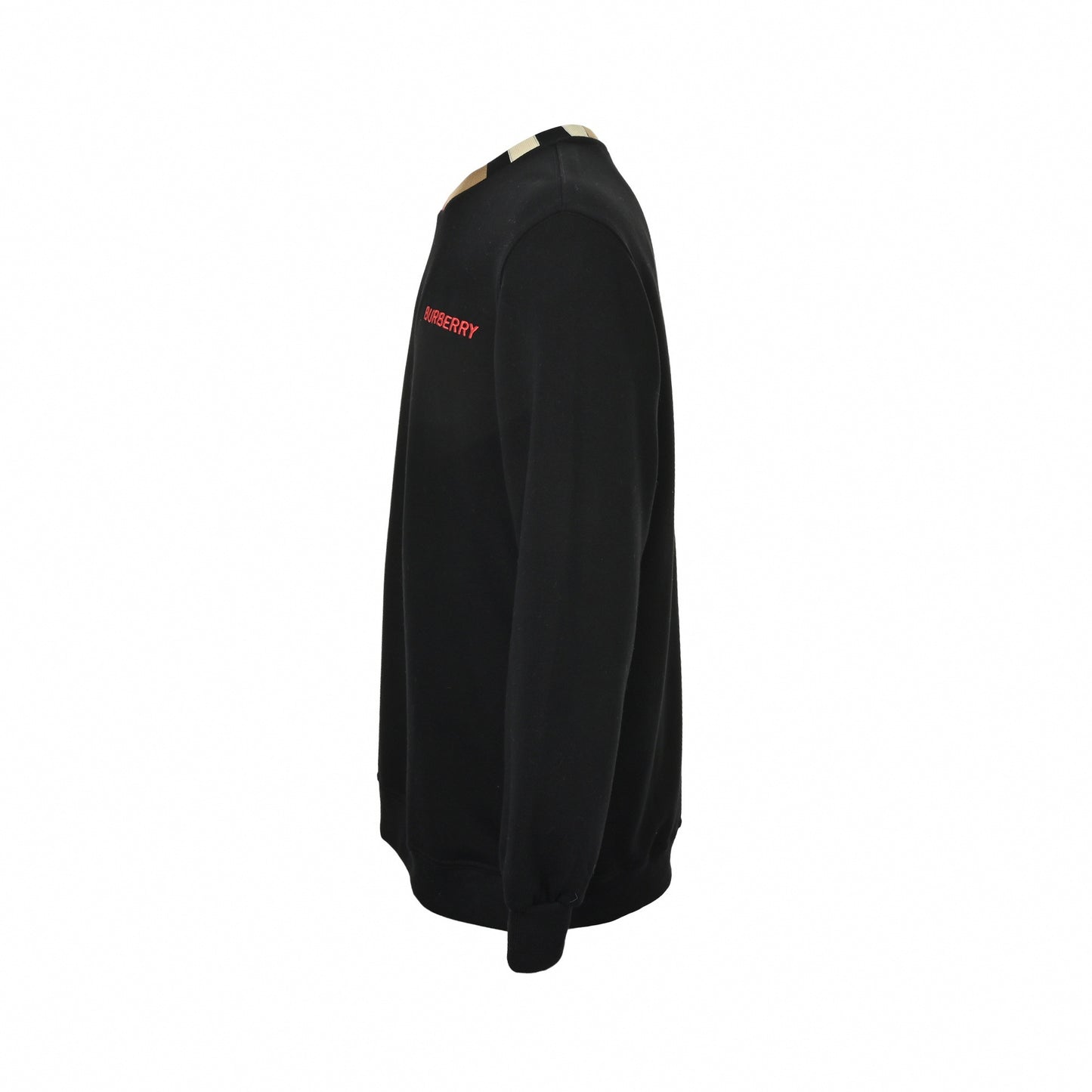 Boutique Black Crewneck Sweatshirt with Icon Stripe Trim