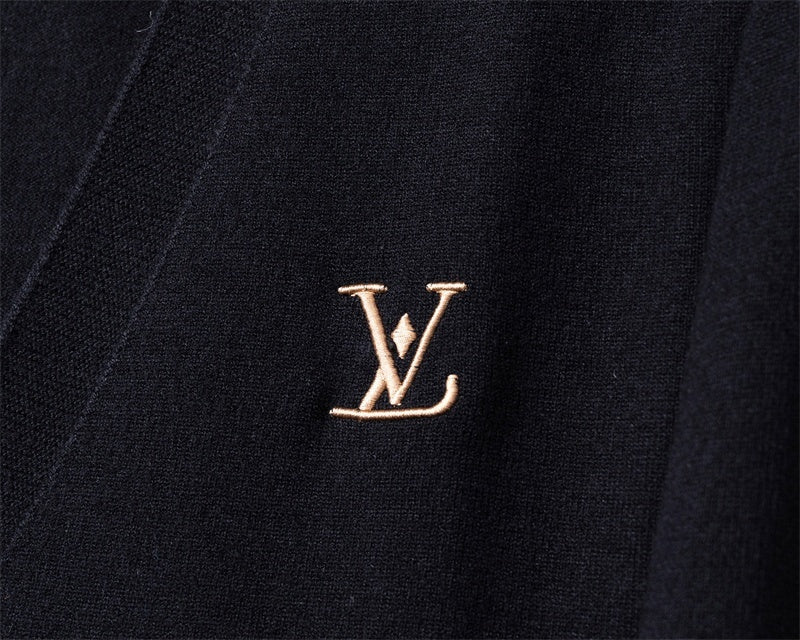 Black Monogram Accent Wool Cardigan