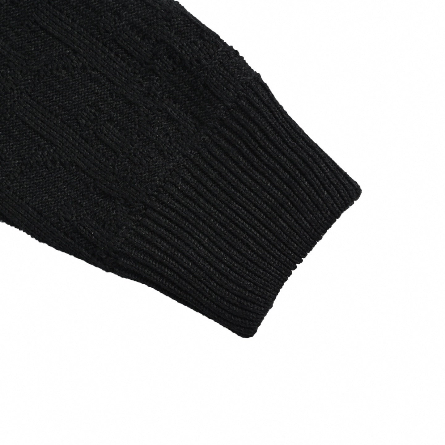 Black Textured Oblique Knit Sweater