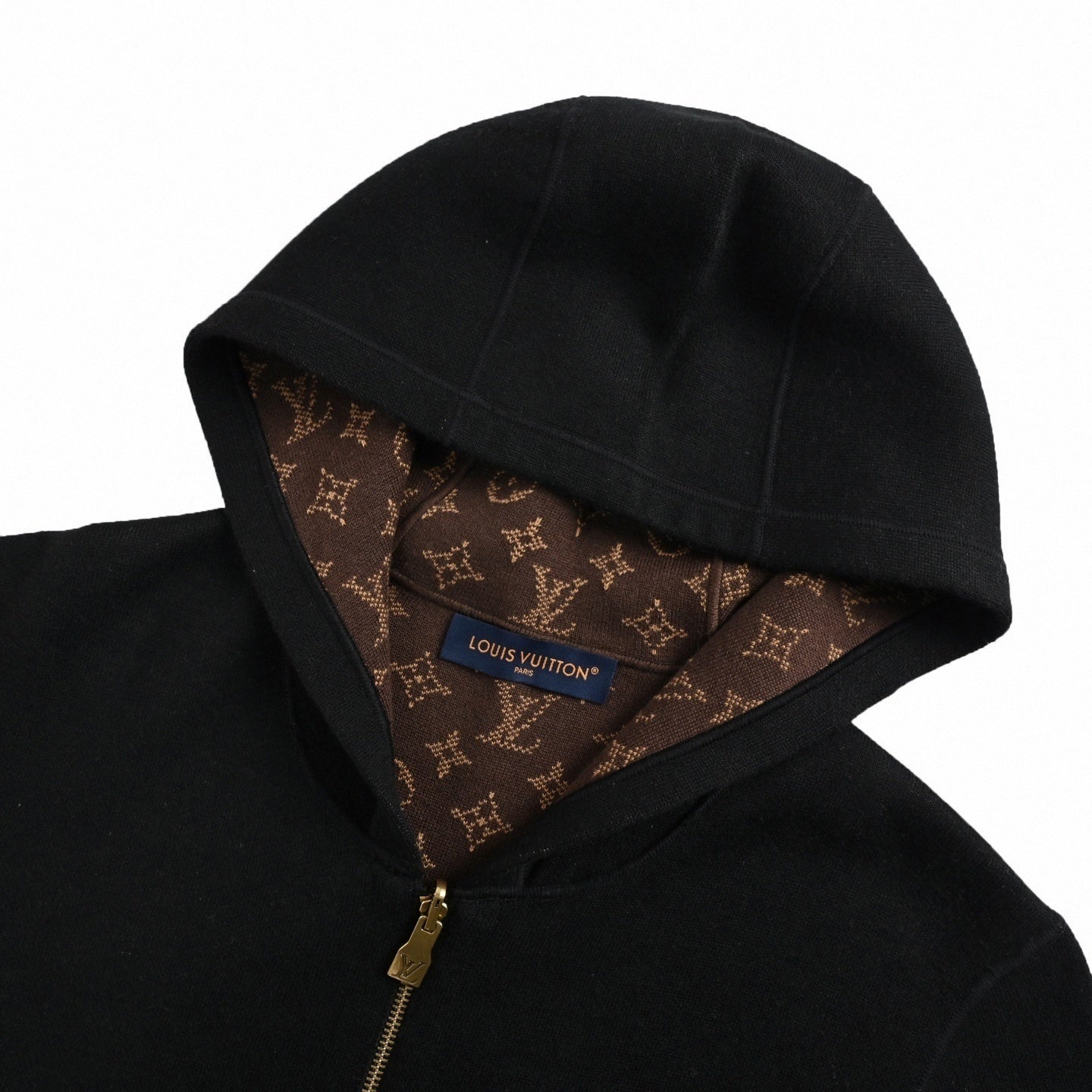 Reversible Monogram Wool Zip Hoodie – Black & Brown Edition