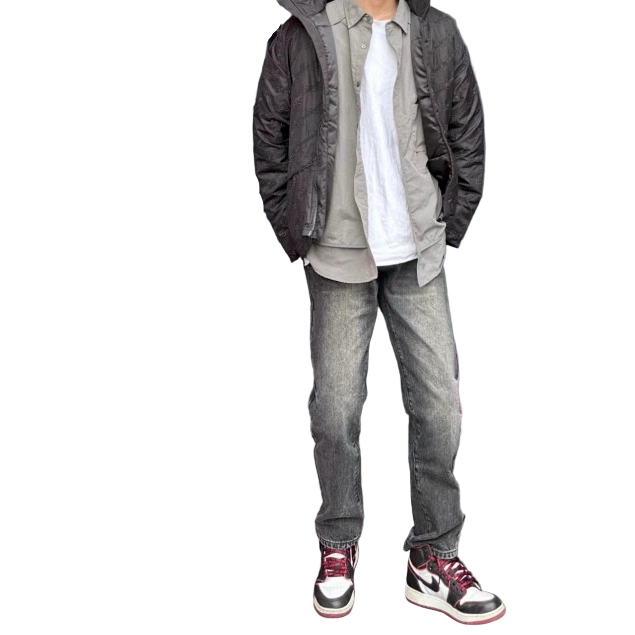 Men's Faded Black Slim-Fit Denim Jeans