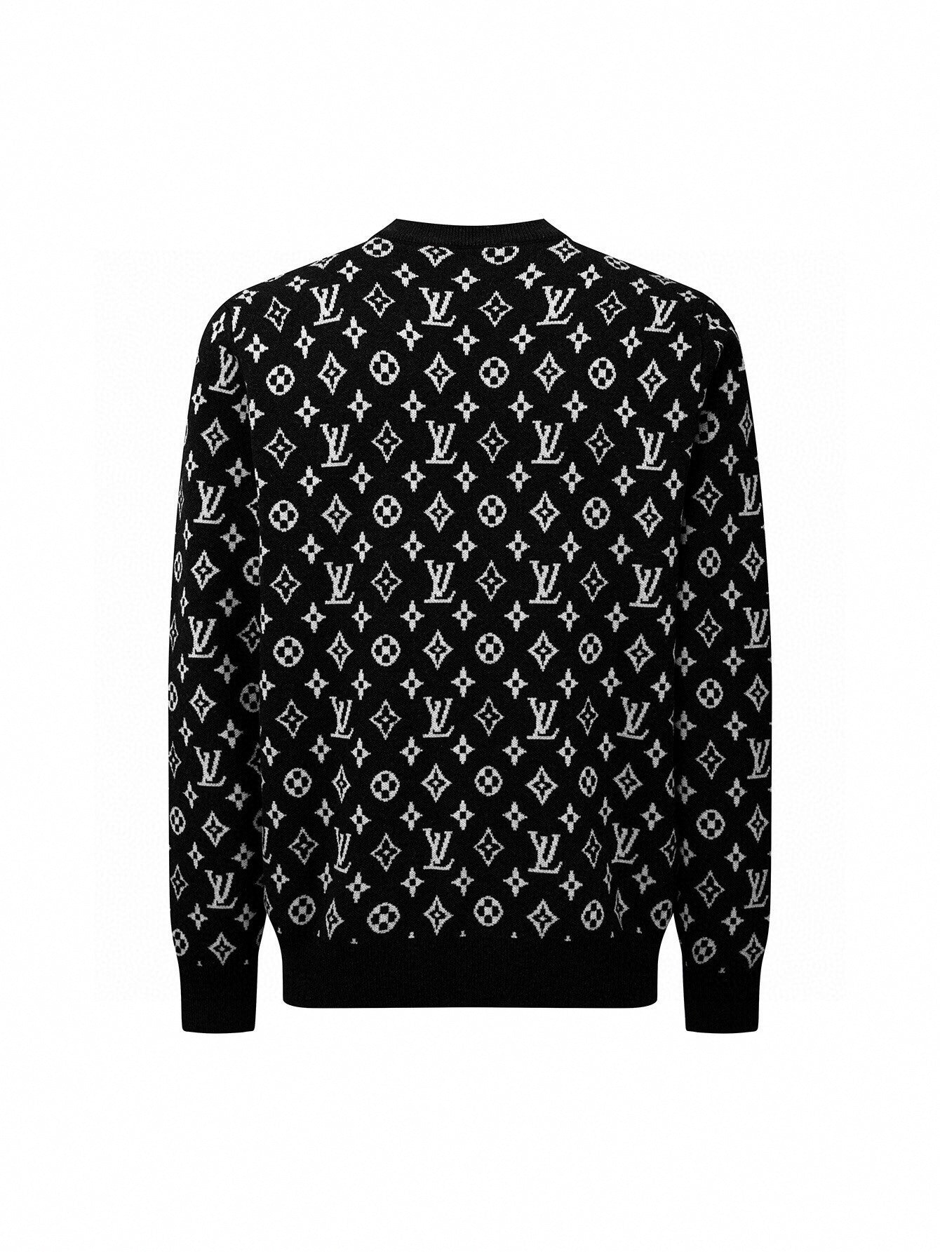 Monochrome Monogram Wool Jumper- Black