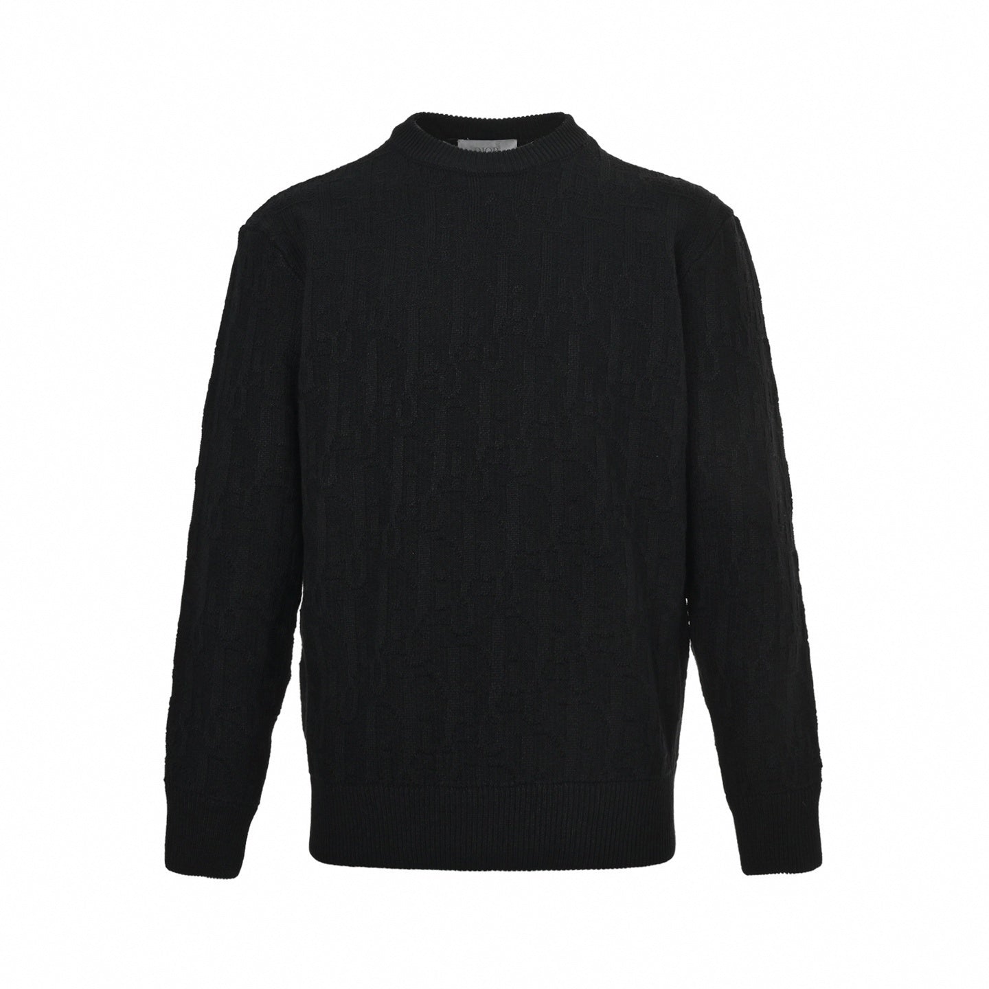 Black Textured Oblique Knit Sweater