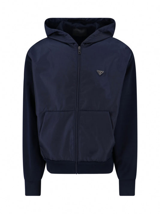 Navy Blue Re-Nylon Logo Zip Hoodie